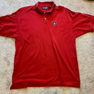 Y2K UGA Georgia Bulldogs red embroidered men’s polo size L